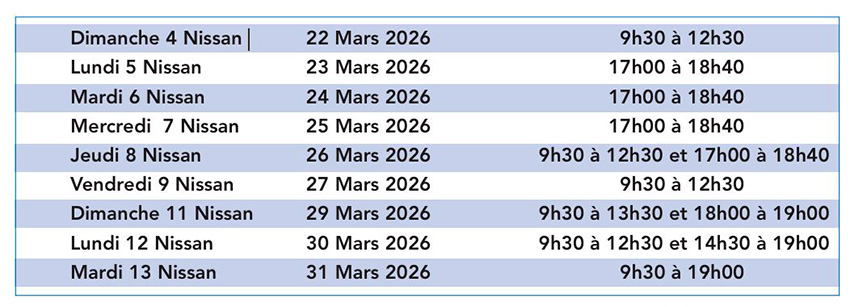Horaires de la permanence